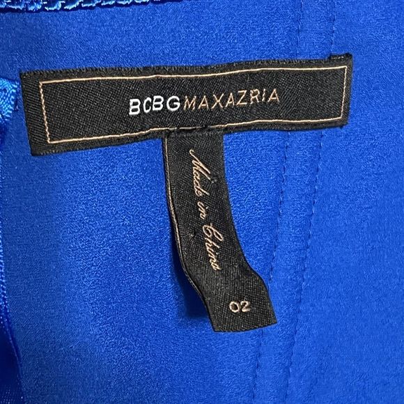 BCBG MaxAzria Corset Top Womens 2 Blue BOHO Asymmetric Ribs Fringe Bustier Tiers - Picture 4 of 17